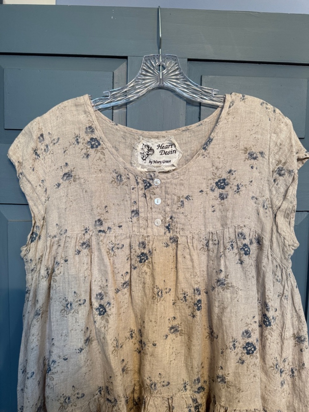Hearts Desire by Mary Grace Beige Floral Cotton Tunic Top - Picture 2 of 8